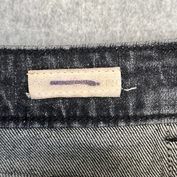 Pilcro Mini Skirt Black Womens Size 2 Side-Pleat Denim Stretch A-Line Zip Front - Picture 6 of 8